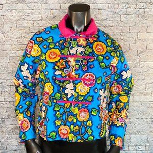 Kimono Jacket Braided Buttons Handmade Item Size Medium Cropped Floral